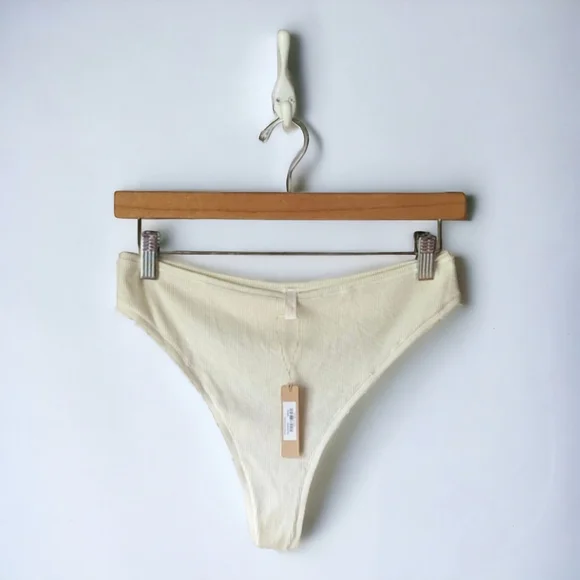 SKIMS Bone Color Soft Cotton Fine Rib Dipped Thong Plus sz 3X NWT - Picture 2 of 10